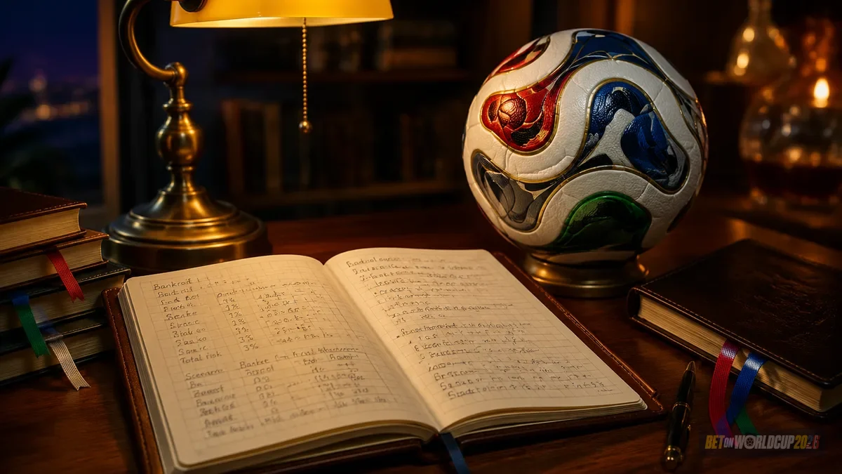 Open ledger with tick-mark columns, brass fountain pen, and the Adidas Trionda 2026 ball — anchoring the worked unit-sizing example before CLV